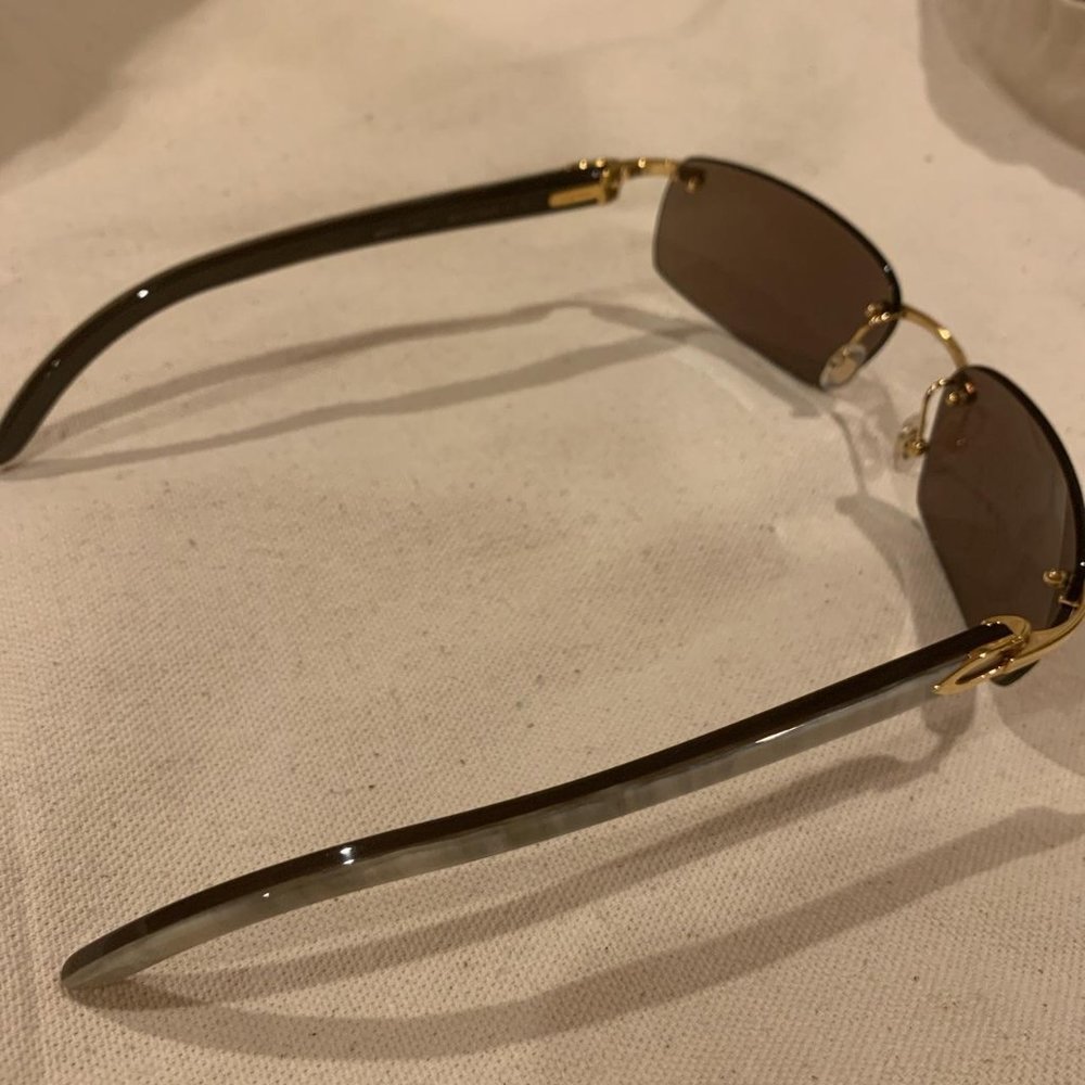 High Rectangular Rimless Cartier Sunglasses - Picture 3 of 4